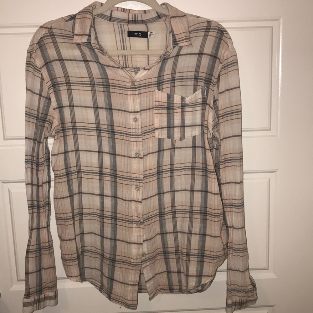 BDG Pink and Gray Cotton Flannel size M